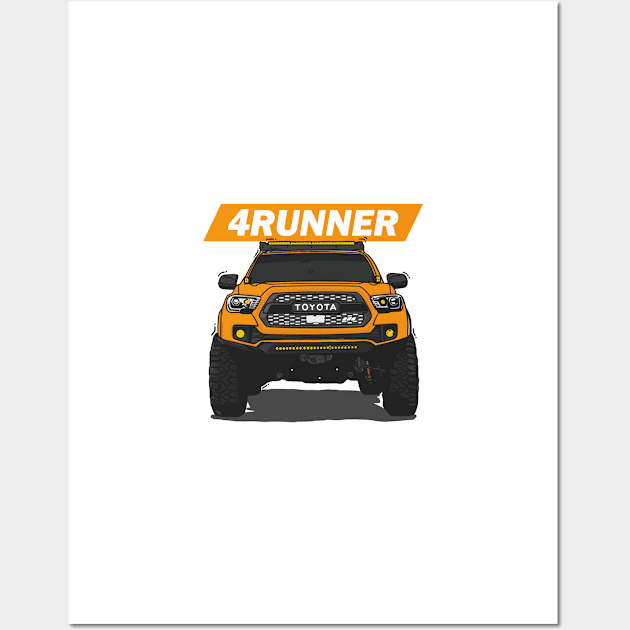 4Runner Toyota Front View - Orange Wall Art by 4x4 Sketch